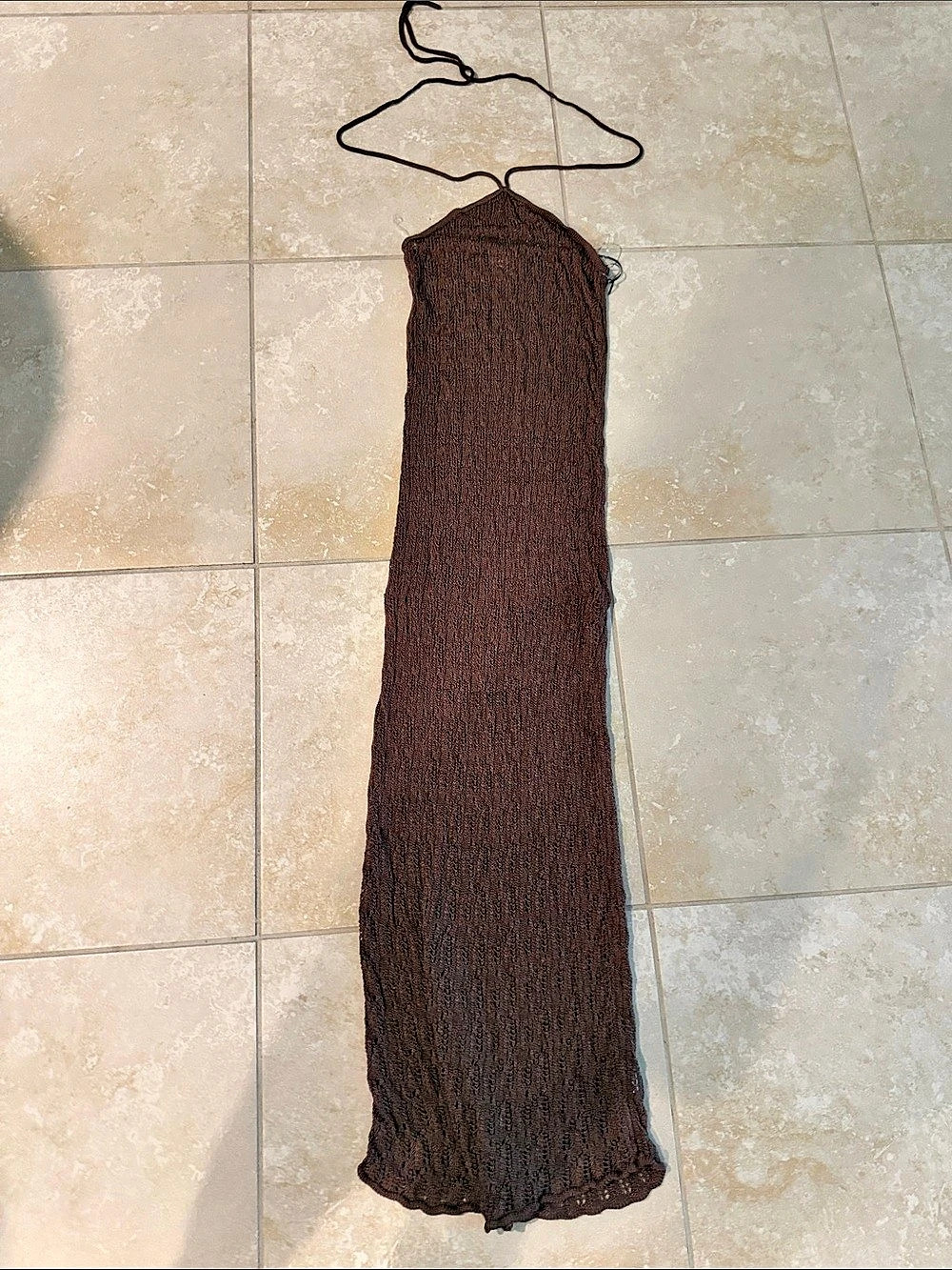 Future Collective Brown Knit Halter Maxi Dress Size Small
